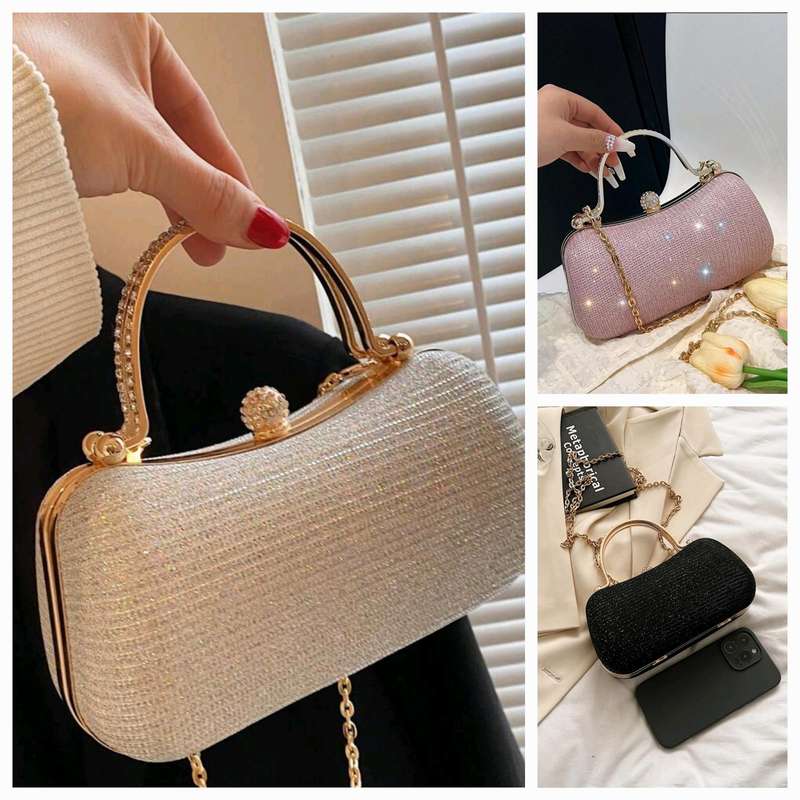 Gold, chain clutch purse