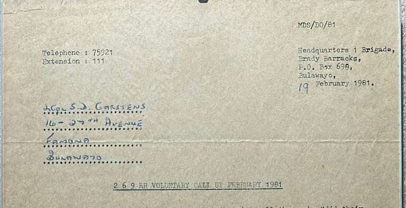 RHODESIA REGIMENT - FRAMED LETTER COMMENDATION
