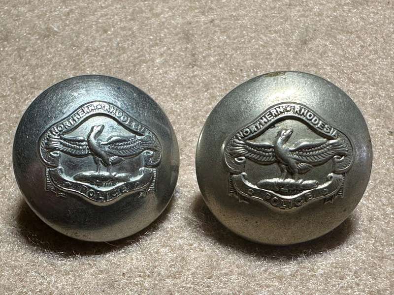 Northern Rhodesia Police - NRP - Set of 2 Large Buttons, by FIRMIN, London
