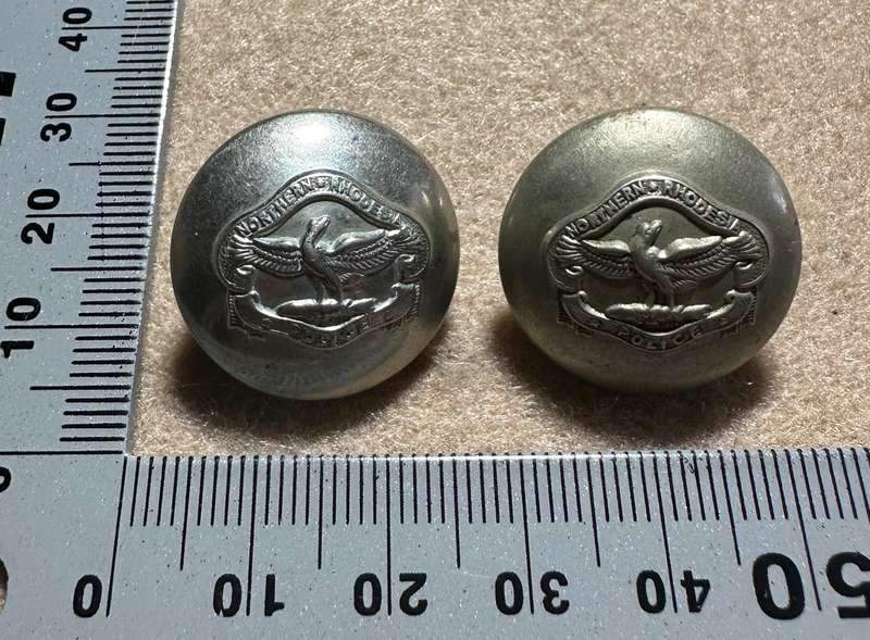 Northern Rhodesia Police - NRP - Set of 2 Large Buttons, by FIRMIN, London