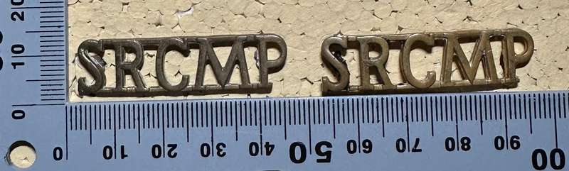 Southern Rhodesian Corps of Military Police - SRCMP Brass Shoulder Title Set - 1952 to 1965
