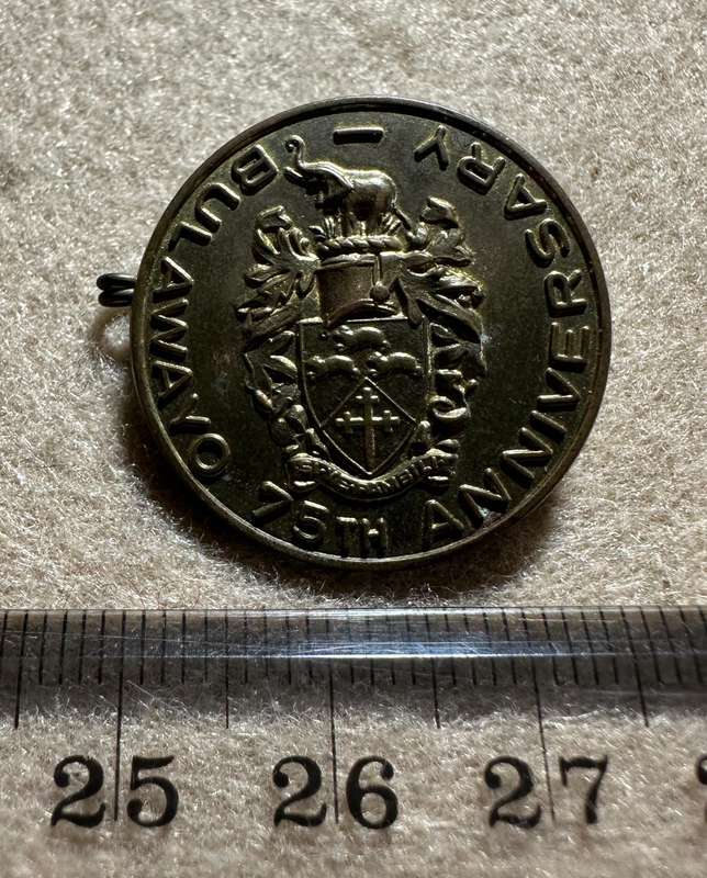 BULAWAYO 75TH ANNIVERSARY BADGE, by MATTHEWS MFG, BULAWAYO