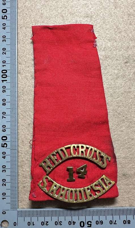 Rhodesia RED CROSS - RED CLOTH EPPAULETTE RED CROSS SOUTHERN RHODESIA NO 14