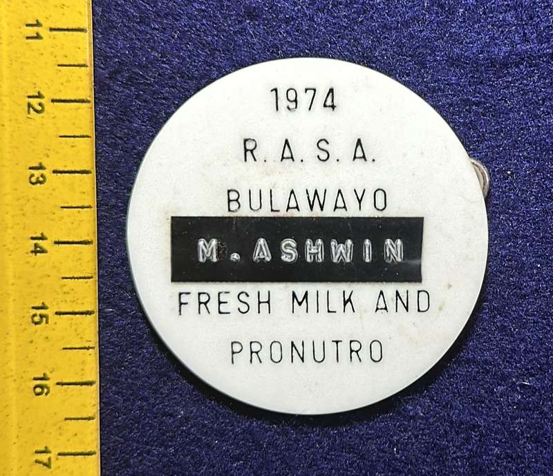 Rhodesia Badges General - 1974 RASA BULAWAYO BADGE - M ASHWIN
