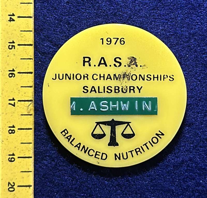 Rhodesia Badges General - 1976 RASA JUNIOR CHAMPIONSHIPS, SALISBURY - M. ASHWIN