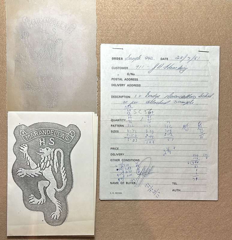 Rhodesian Sports Clubs / Schools - MARANDELLAS HS ARTWORK AND DOCUMENTATION