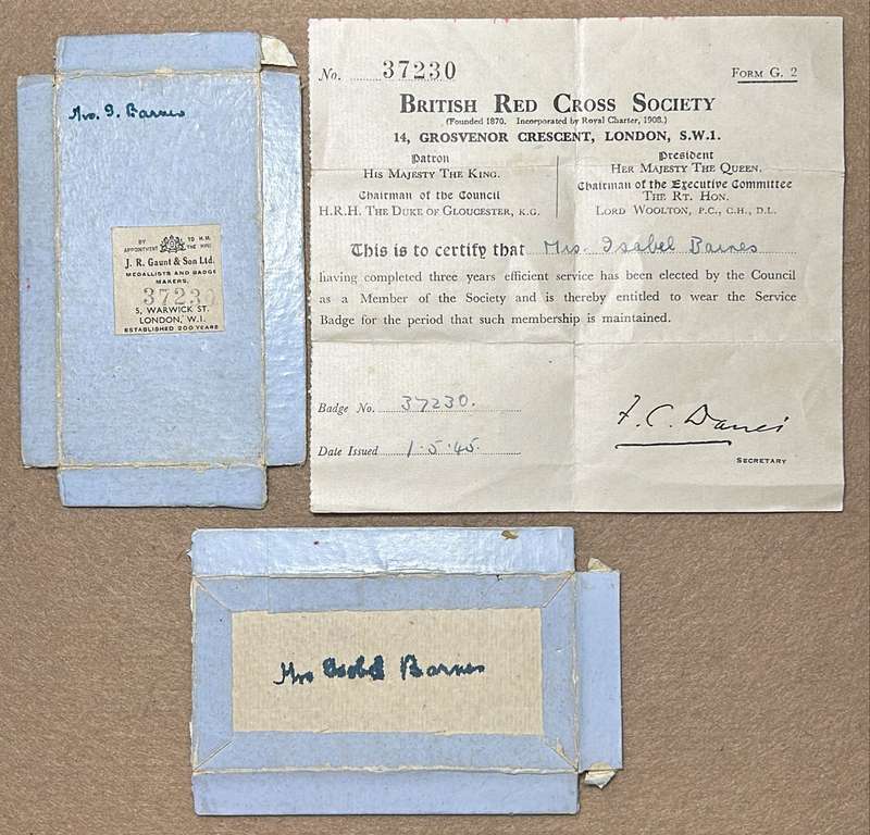 British Red Cross Society - Efficient Service Completion Certificate - Mrs Isabel Barnes