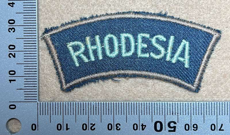 RHODESIA ARMY Cloth Titles - WHITE ON BLUE