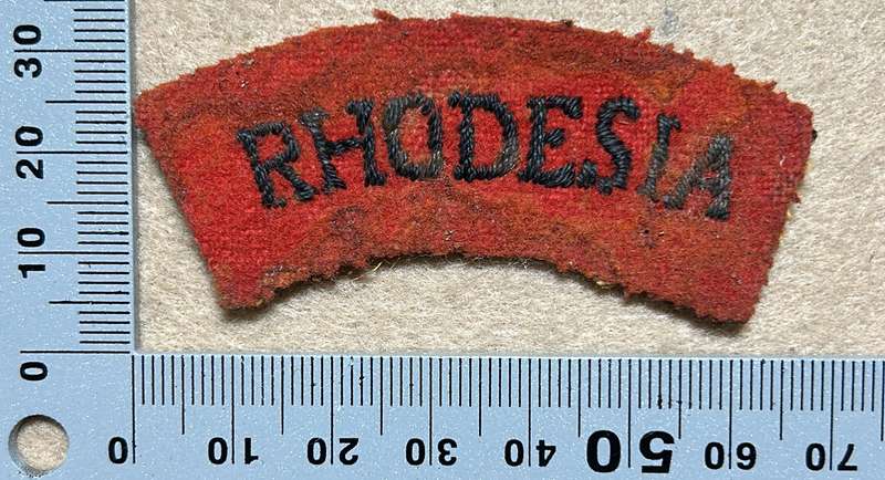 RHODESIA ARMY Cloth Titles - BLACK ON RED