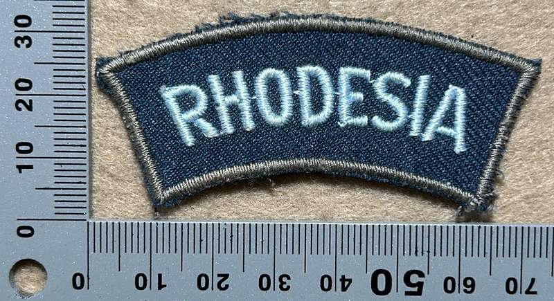 RHODESIA ARMY Cloth Titles - WHITE ON BLUE/BLACK/GREEN