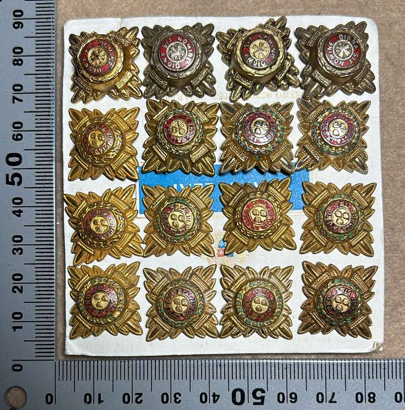 RHODESIA CROWNS AND PIPS - 16 BRASS WITH RED ENAMEL PIPS
