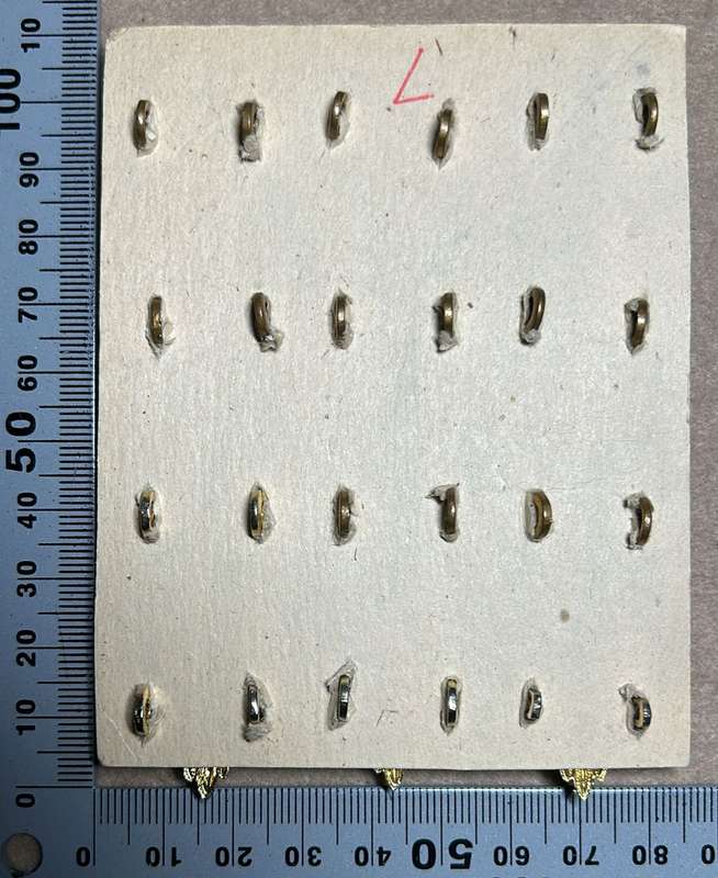 RHODESIA CROWNS AND PIPS - 12 BRASS WITH RED ENAMEL PIPS