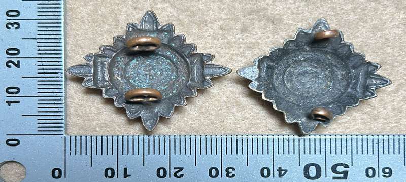 RHODESIA CROWNS AND PIPS - 2 BLACK BRASS PIPS