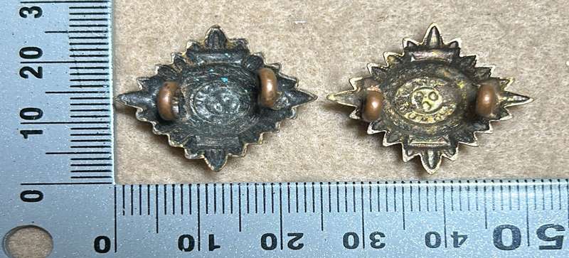 RHODESIA CROWNS AND PIPS - 2 BLACK BRASS PIPS