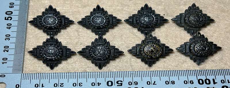 RHODESIA CROWNS AND PIPS - 8 BLACK BRASS PIPS