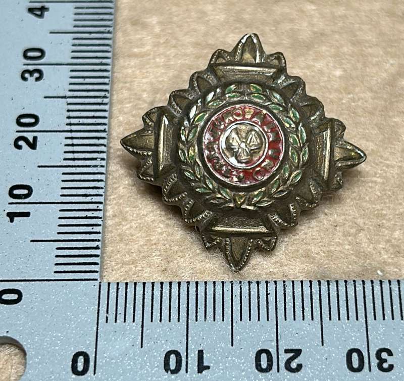 RHODESIA CROWNS AND PIPS - 1 PLAIN BRASS PIP WITH RED ENAMEL