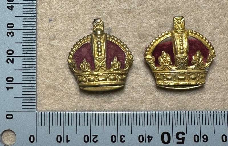 RHODESIA CROWNS AND PIPS - 2 BRASS KC WITH RED VELVET