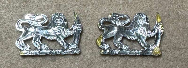 RHODESIA CROWNS AND PIPS - 2 ANNODISED CHROME LIONS