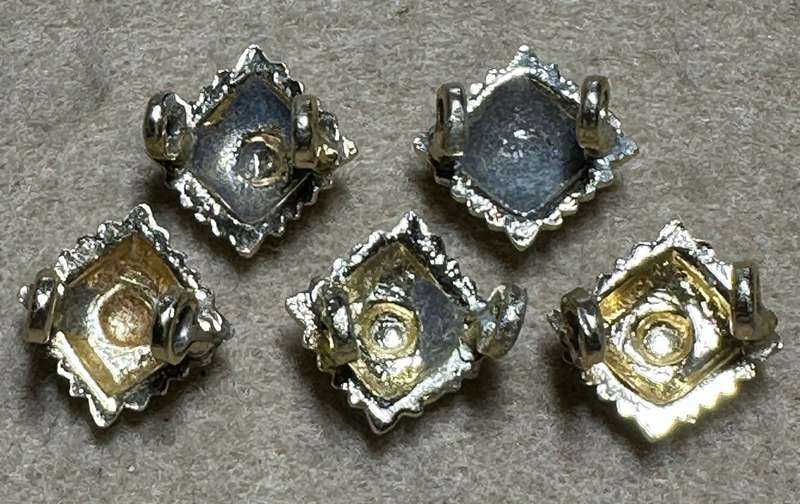 RHODESIA CROWNS AND PIPS - 5 ANNODISED BRASS MESS PIPS