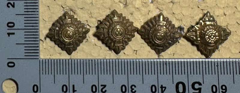 RHODESIA CROWNS AND PIPS - 4 BRASS MESS PIPS