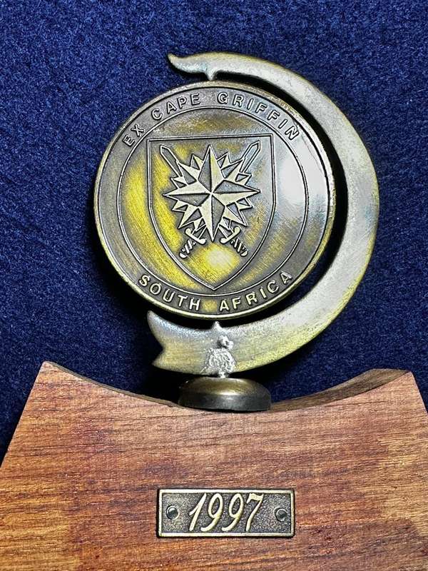 SA Army - Cape Griffin Display Medallion - 1997 - with Certificate from OC Special Forces Brigade