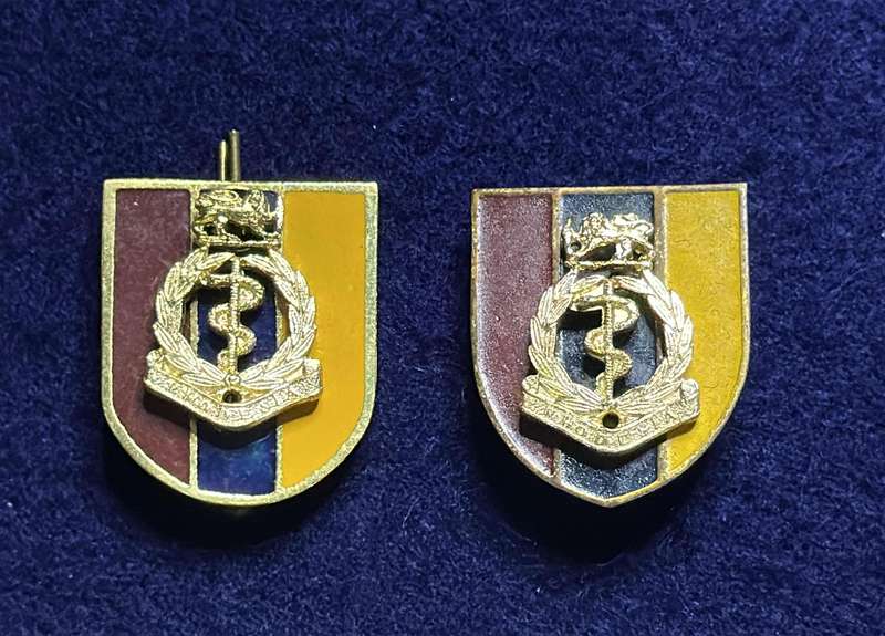 Rhodesian Medical Corps - SET COLLARS MOUNTED ON STEEL ENAMEL FLASHES
