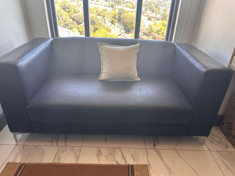 Genuine Black Leather 3-Seater Couch