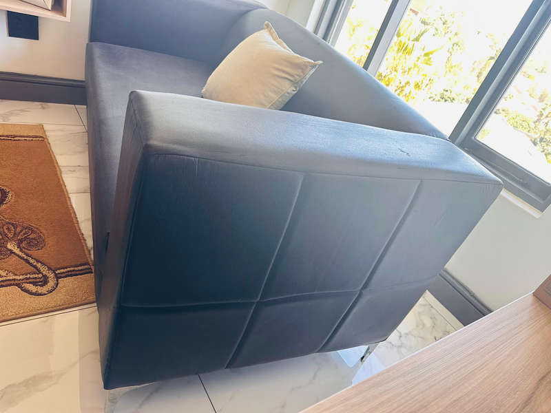 Genuine Black Leather 3-Seater Couch