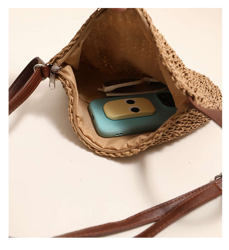 Woven rattan straw crossbody bag  womens vacation essentials everyday casual bag
