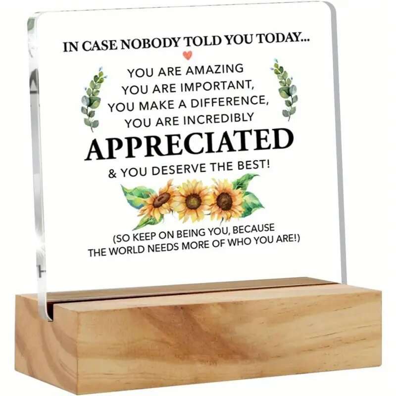 Acrylic plaque on wooden stand with appreciation and motivational  quotes , inspirational dec