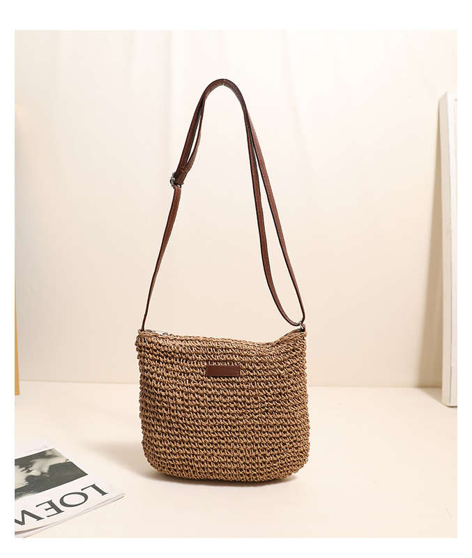 Woven rattan straw crossbody bag  womens vacation essentials everyday casual bag