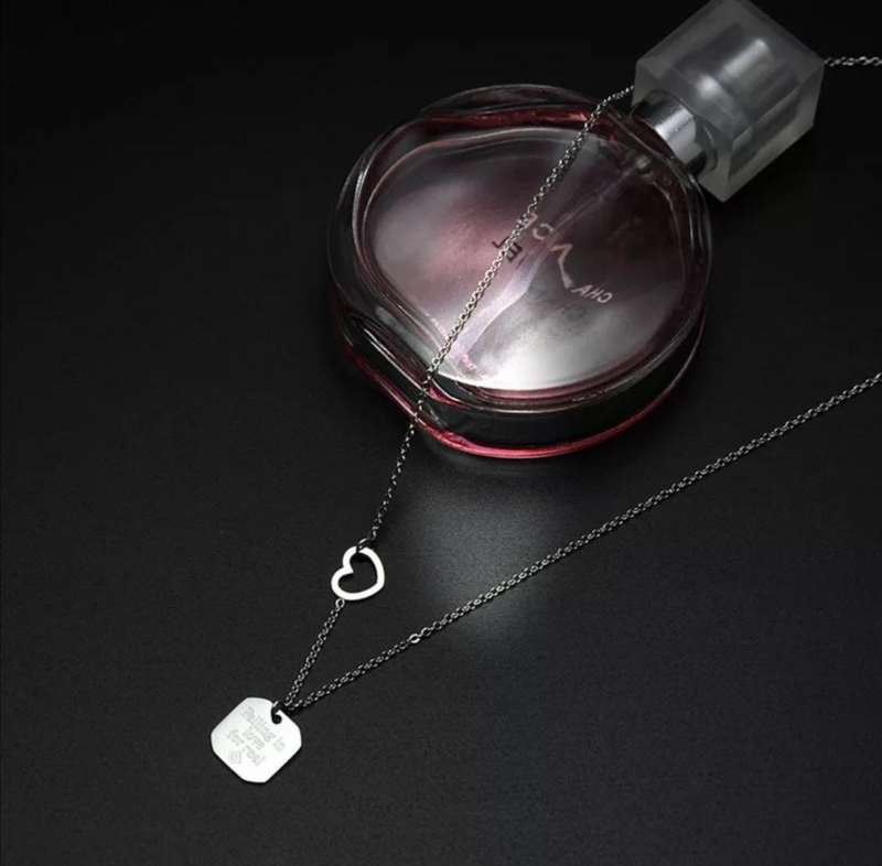 Falling in Love Engraved Geometric Pendant Necklace Stainless Steel  Women's, Ladies,Girls Jewelry