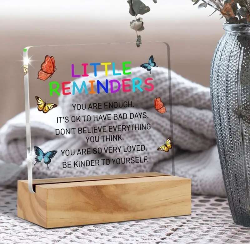 Little reminders inspirational decorative acrylic on wood stand desk minimalistic positivity deco