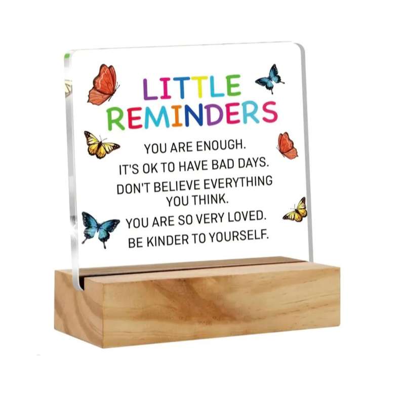 Little reminders inspirational decorative acrylic on wood stand desk minimalistic positivity deco