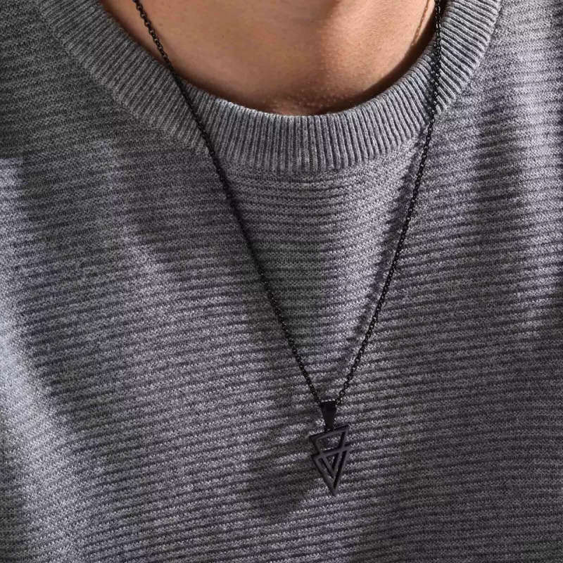 Geometric Necklace Black Plated Stainless Steel