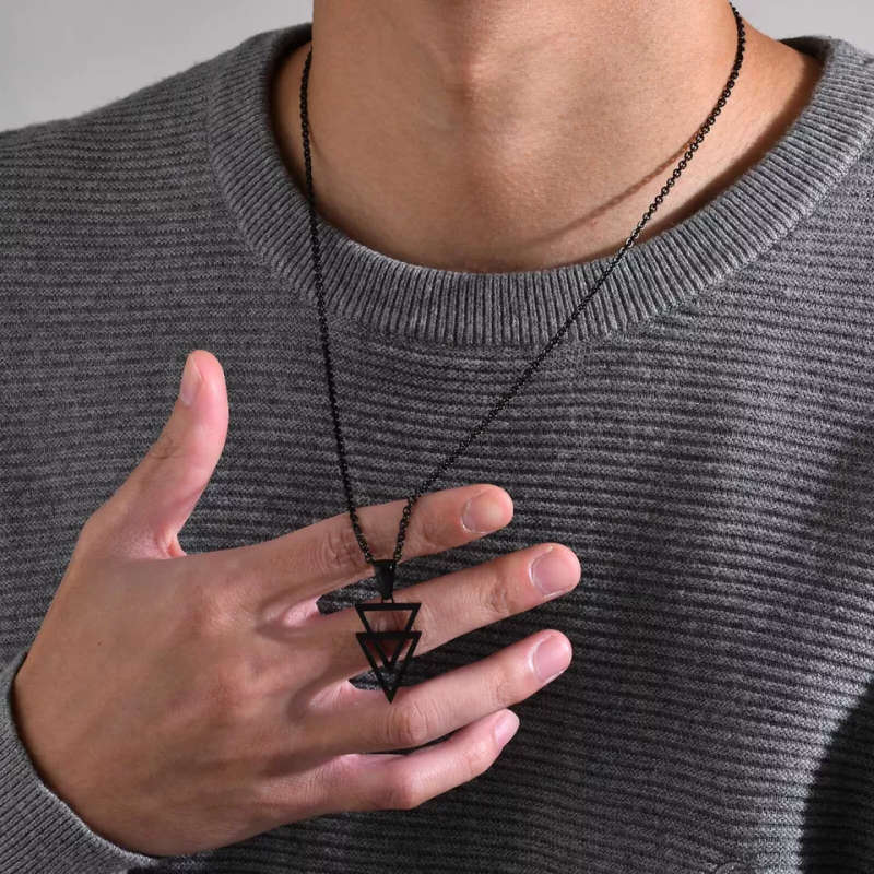 Geometric Necklace Black Plated Stainless Steel