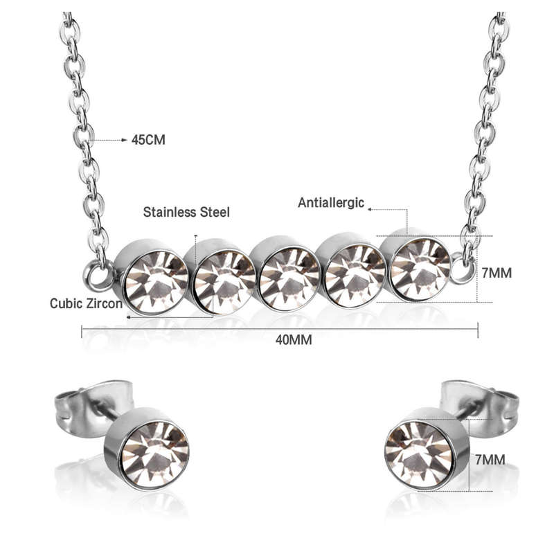 Multiple Zirconia Pendant Necklace and Earrings Set