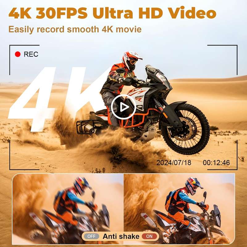 4K Compact Digital Camera, 64MP, 18x digital zoom