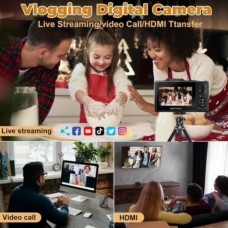 4K Compact Digital Camera, 64MP, 18x digital zoom