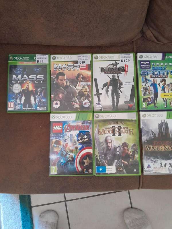 Xbox 360, kinect, 2 controllers, 10 games