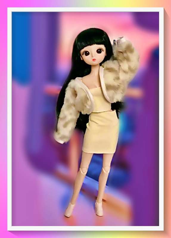 Lovely Popular Sweet Kawaii type fashion Doll 30cm with Faux fur outfit