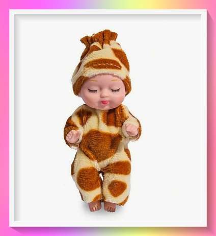 Delightful doll with giraffe outfit and surprise gift