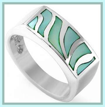 Sterling silver ring with turquoise design 16mm