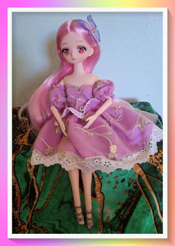 Lovely Unique mauve outfit  30cm jointed doll with full outfit and surprise gift