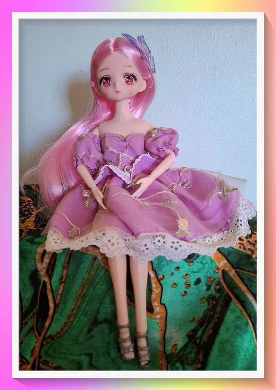 Lovely Unique mauve outfit  30cm jointed doll with full outfit and surprise gift