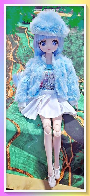 Gorgeous Parisian style faux fur outfit 30cm jointed doll with full outfit and surprise gift