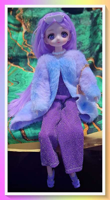 Stunning Parisian style purple princess outfit 30cm jointed doll with full outfit and surprise gift