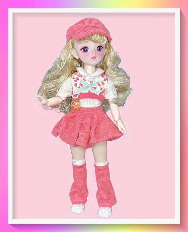Stunning pink vintage look multiple jointed doll with outfit and surprise gift