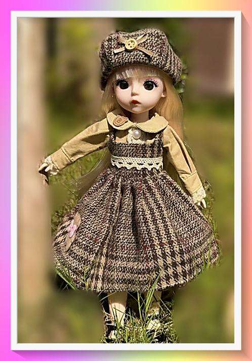 Pastoral vintage style fashion doll with full outfit 30cm