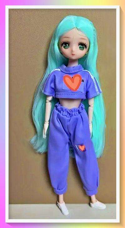 Adorable flexible joint workout outfit anime style doll 30cm